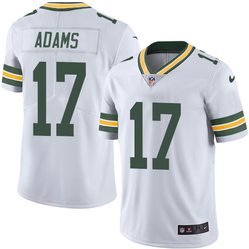 Men's Limited Davante Adams Nike Jersey White - #17 Rush NFL Green Bay Packers